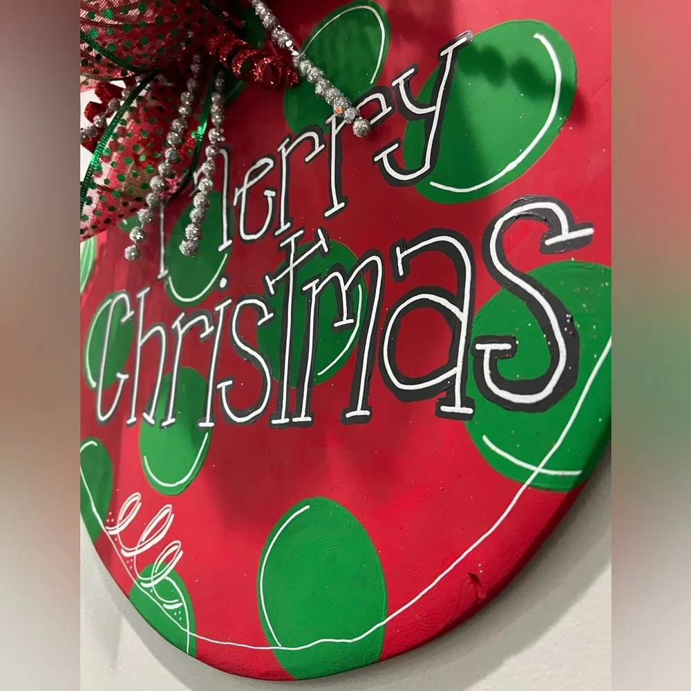 🔴 New - Christmas Wreath - Hand Crafted - Hand Painted - Hand Cut & Sanded Wood